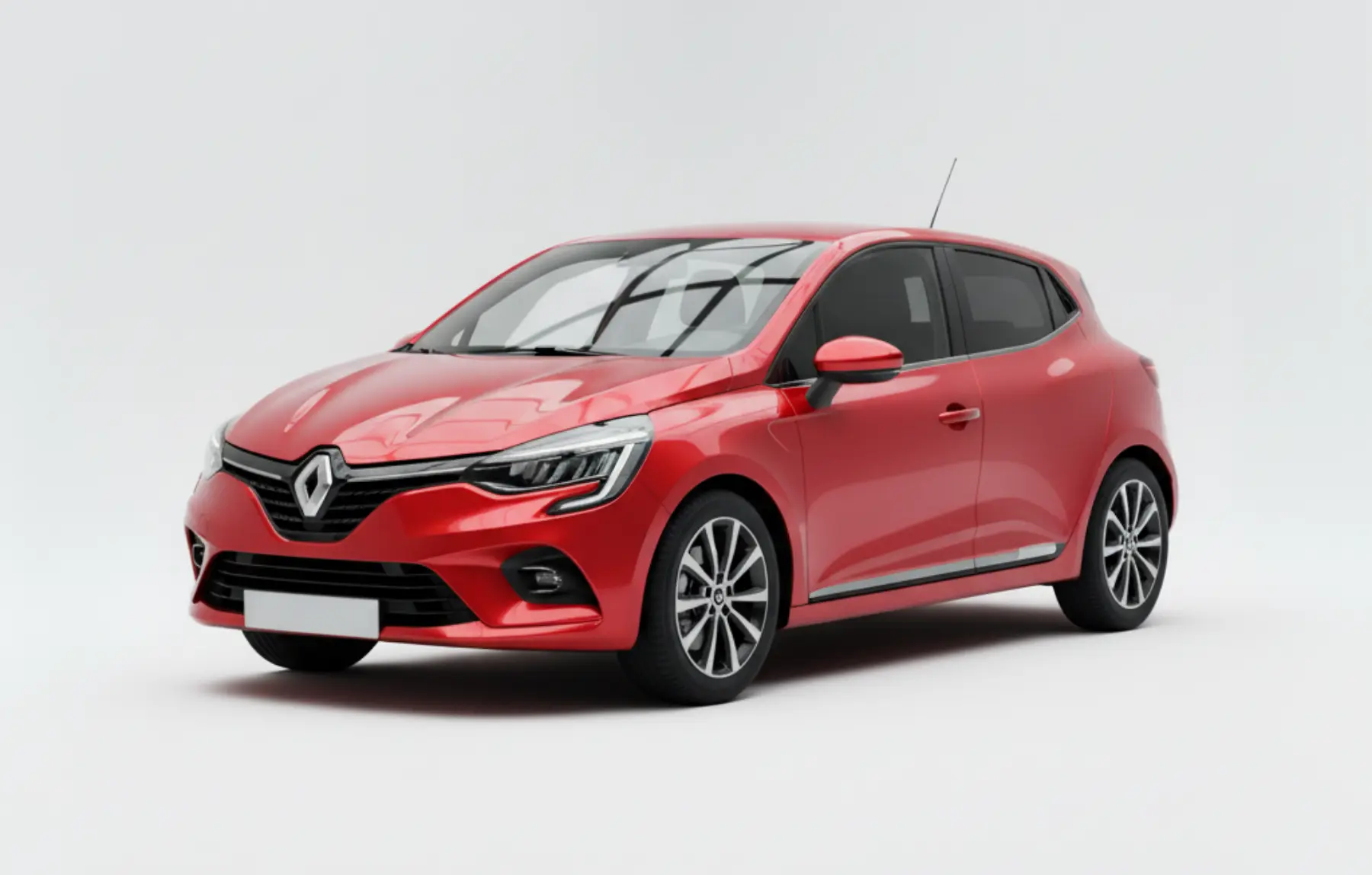 Компактний європейський хетчбек Renault Clio червоного кольору на білому студійному фоні